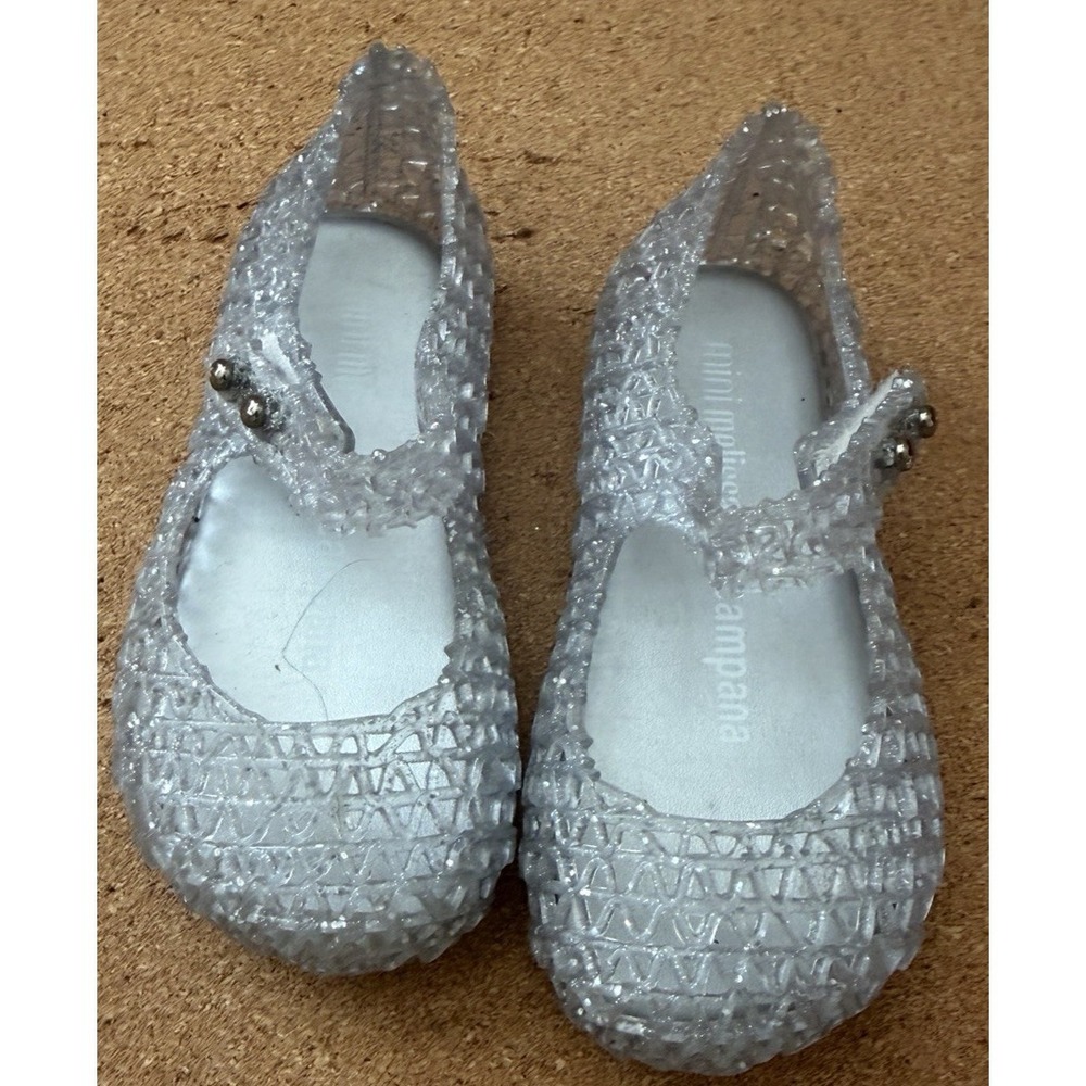 Mini Melissa Campana Zig Zag Toddler Shoes – Silver – Size‎ 6